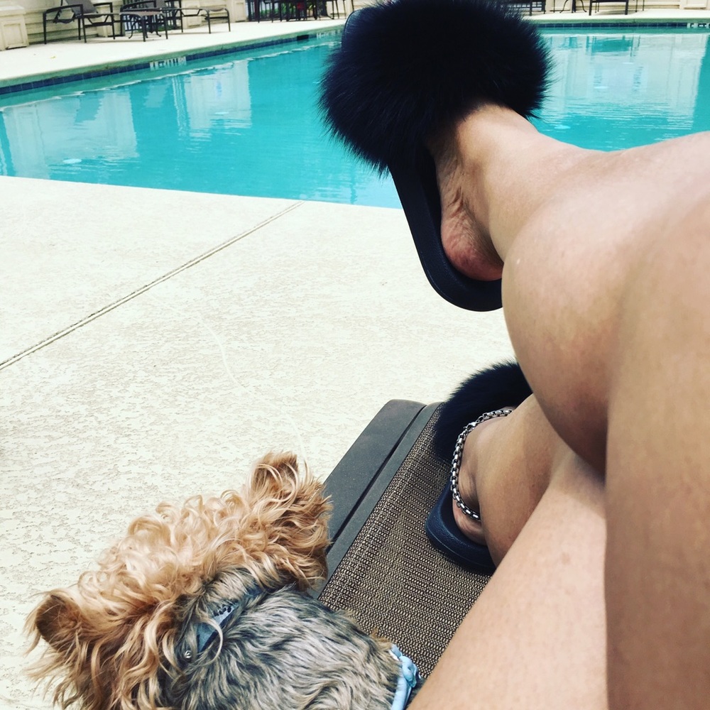Brand New Black Raccoon Fur Slides!!!